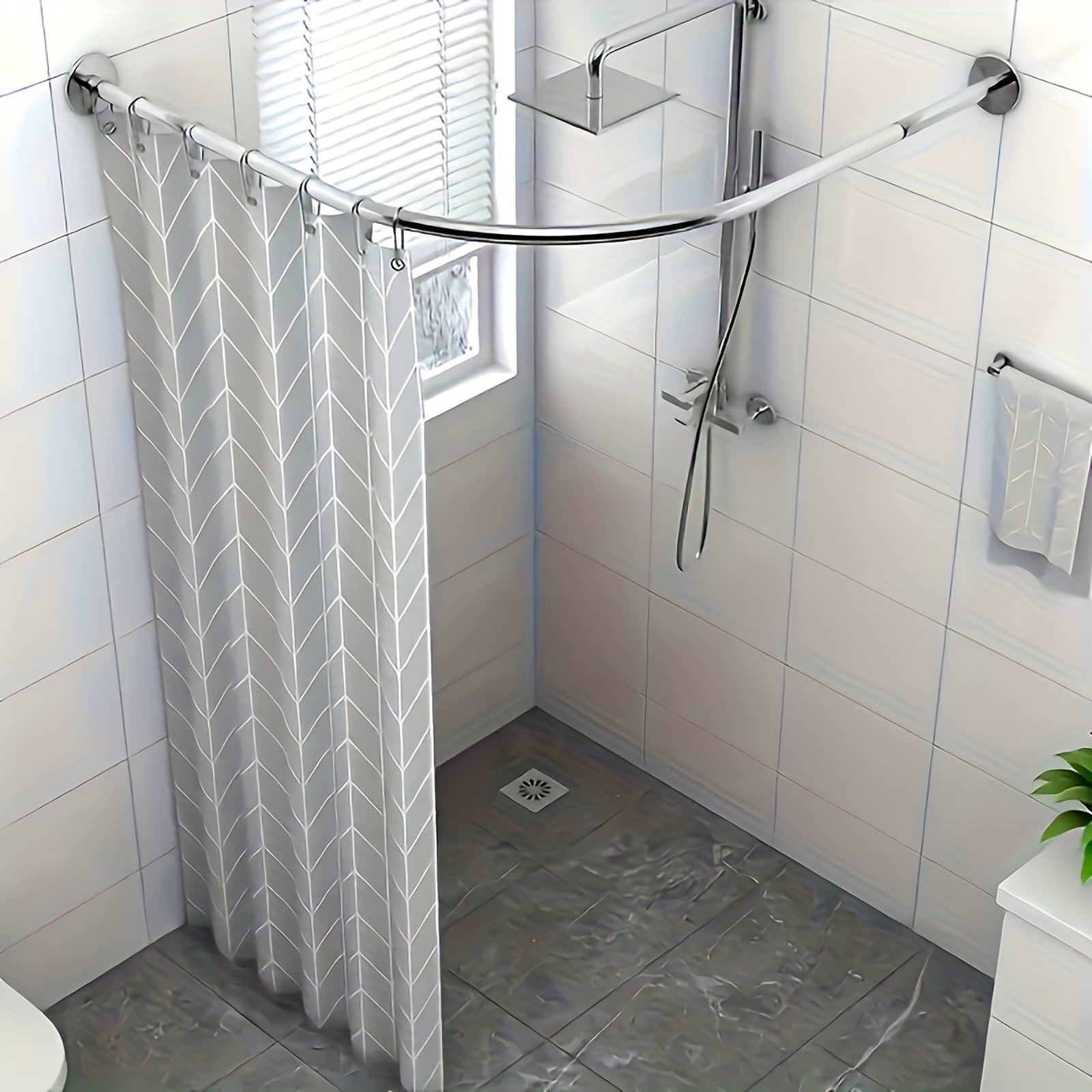 Adjustable Stainless Steel Shower Curtain Rod No Drilling Durable Stylish Bathroom