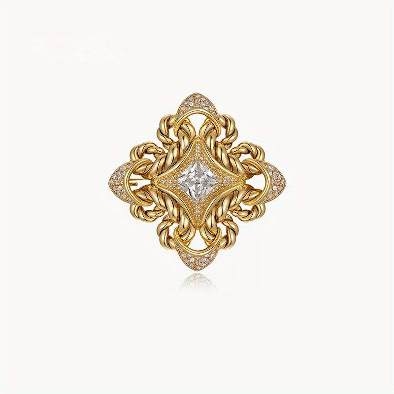 Medieval Brooch for Women Rhinestone Jewelry Vintage Pin Elegant Accessory