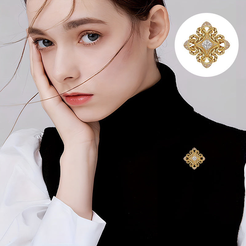 Medieval Brooch for Women Rhinestone Jewelry Vintage Pin Elegant Accessory
