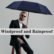 Men's Automatic Folding Umbrella Waterproof Windproof Sun Protection Solid Color