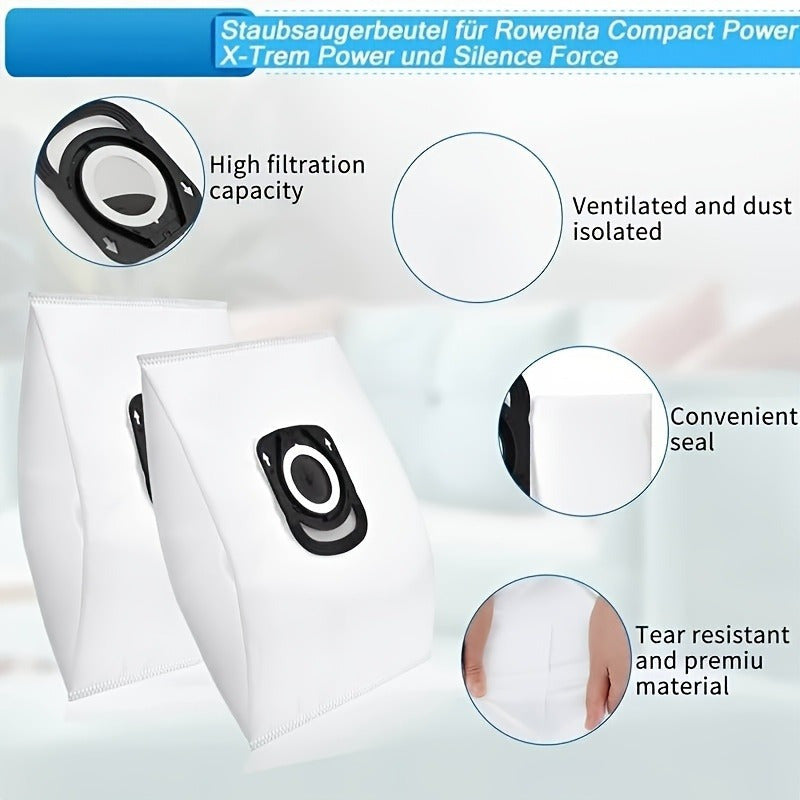 Rowenta X-Trem Power Compact uchun mo'ljallangan 10 ta yuqori sifatli vakuum tozalagich sumkasi - RO64Xx, RO63Xx, RO68Xx, RO39Xx, ZR200520 modellari bilan mos keladi.