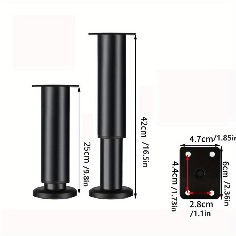 Telescopic Steel Furniture Leg Adjustable Height Black or White for Beds Sofas Tables