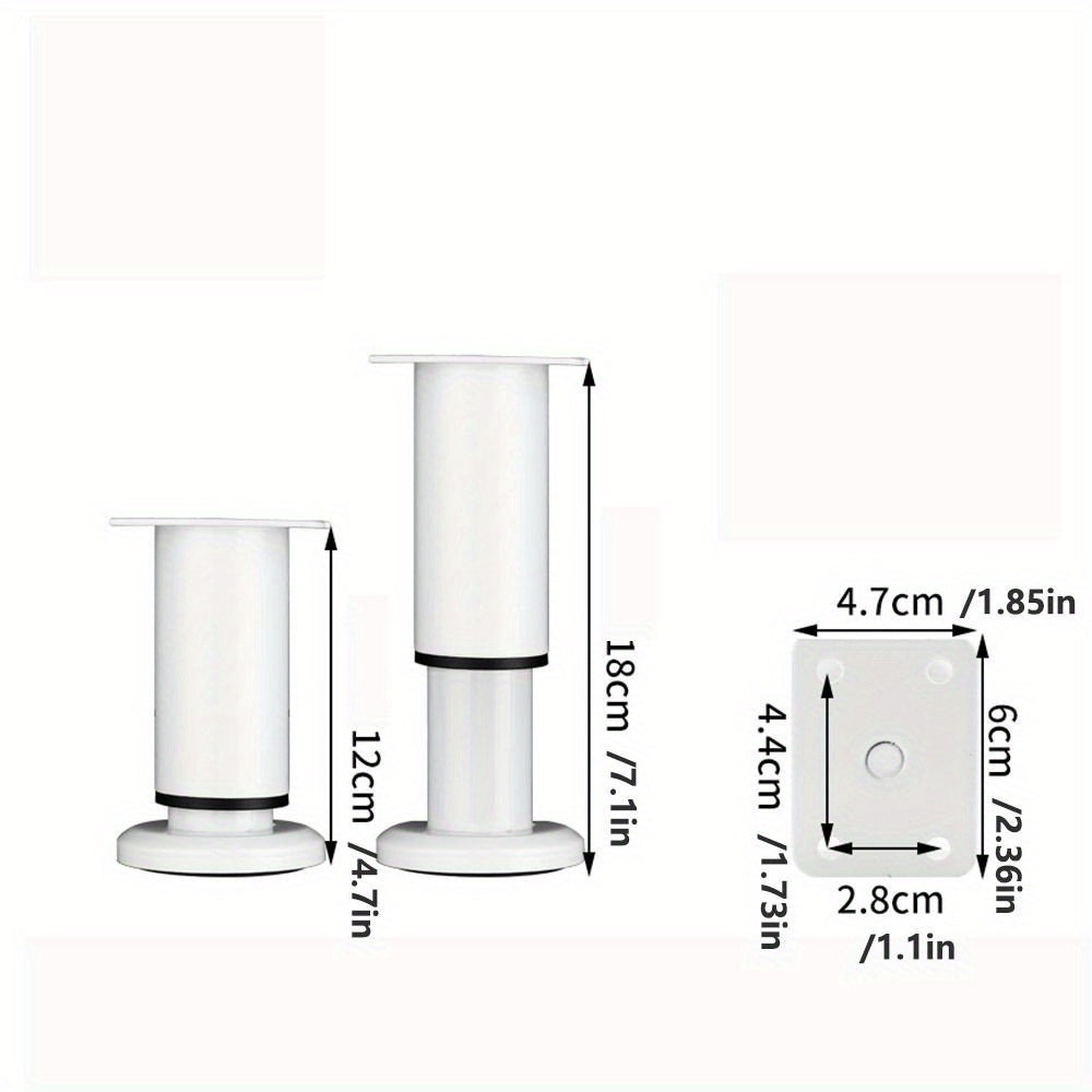 Telescopic Steel Furniture Leg Adjustable Height Black or White for Beds Sofas Tables