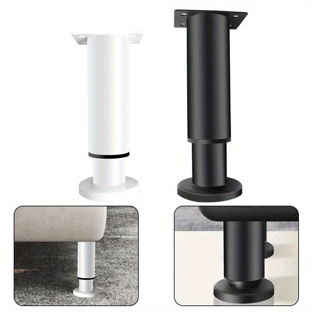 Telescopic Steel Furniture Leg Adjustable Height Black or White for Beds Sofas Tables
