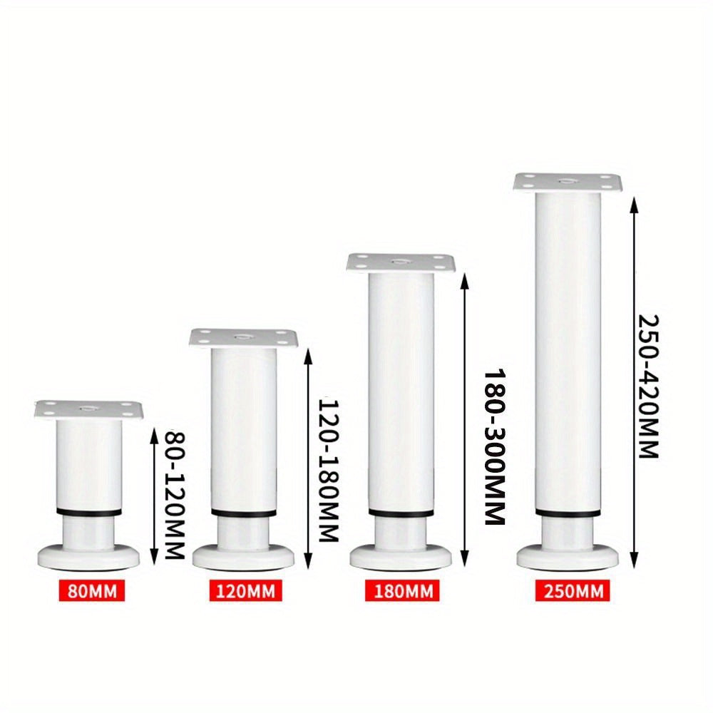 Telescopic Steel Furniture Leg Adjustable Height Black or White for Beds Sofas Tables