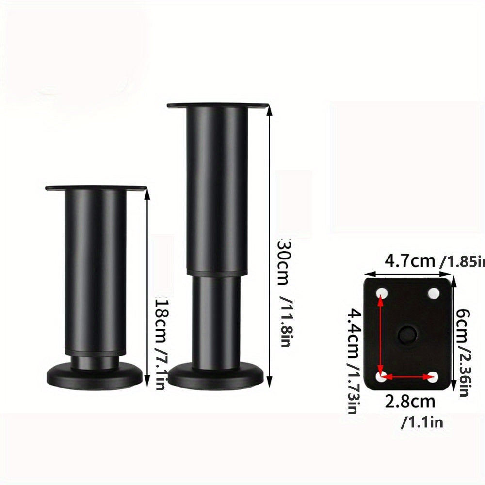 Telescopic Steel Furniture Leg Adjustable Height Black or White for Beds Sofas Tables