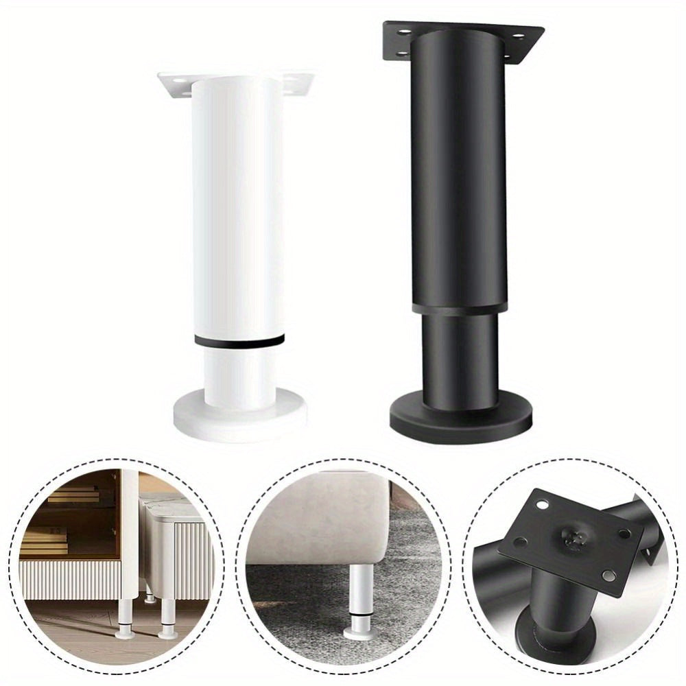 Telescopic Steel Furniture Leg Adjustable Height Black or White for Beds Sofas Tables