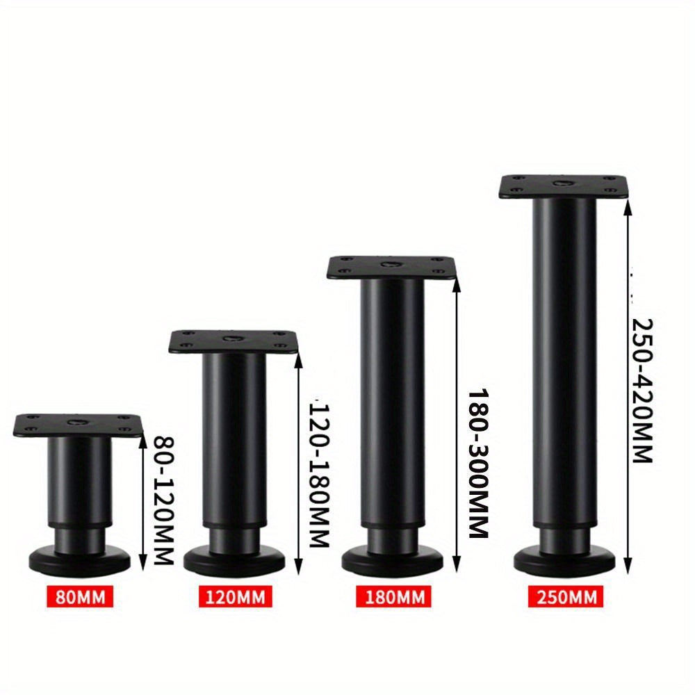 Telescopic Steel Furniture Leg Adjustable Height Black or White for Beds Sofas Tables