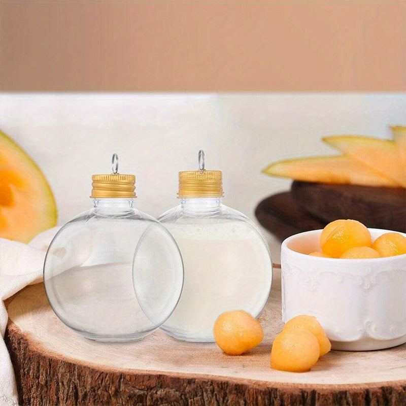 Christmas Ball Light Bulb-Shaped Round Bottles with Golden Hanging Rings for Gift Packaging and Holiday Decor
