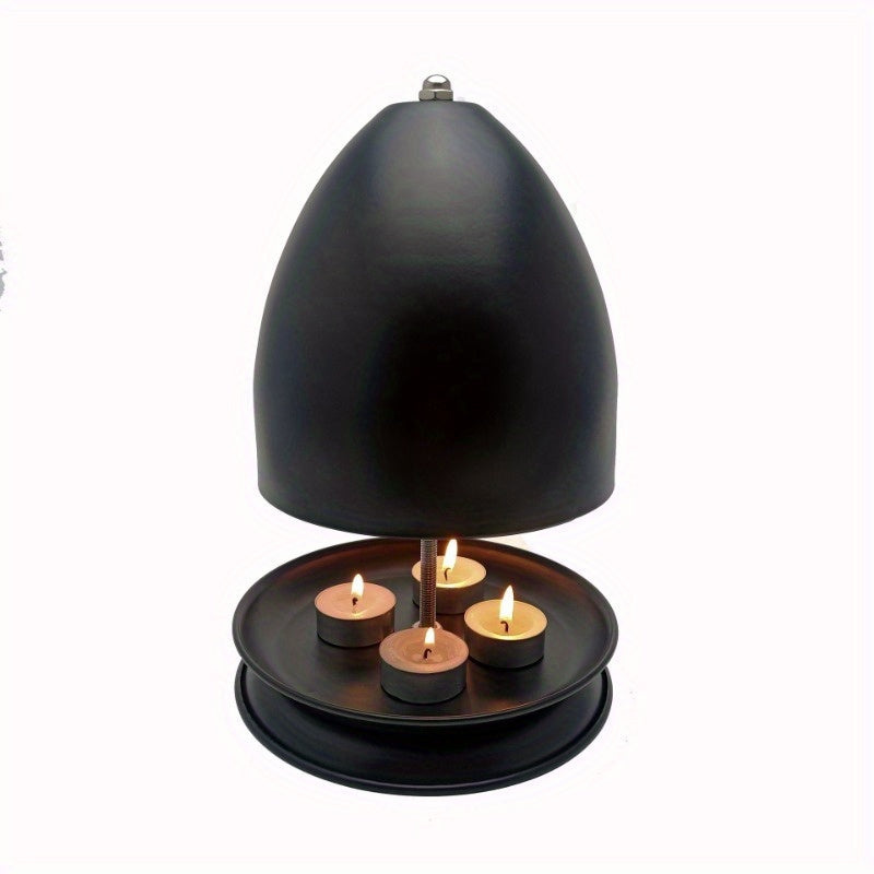Black Portable Indoor-Outdoor Iron Heater for Tea Light Candle Heating Kit