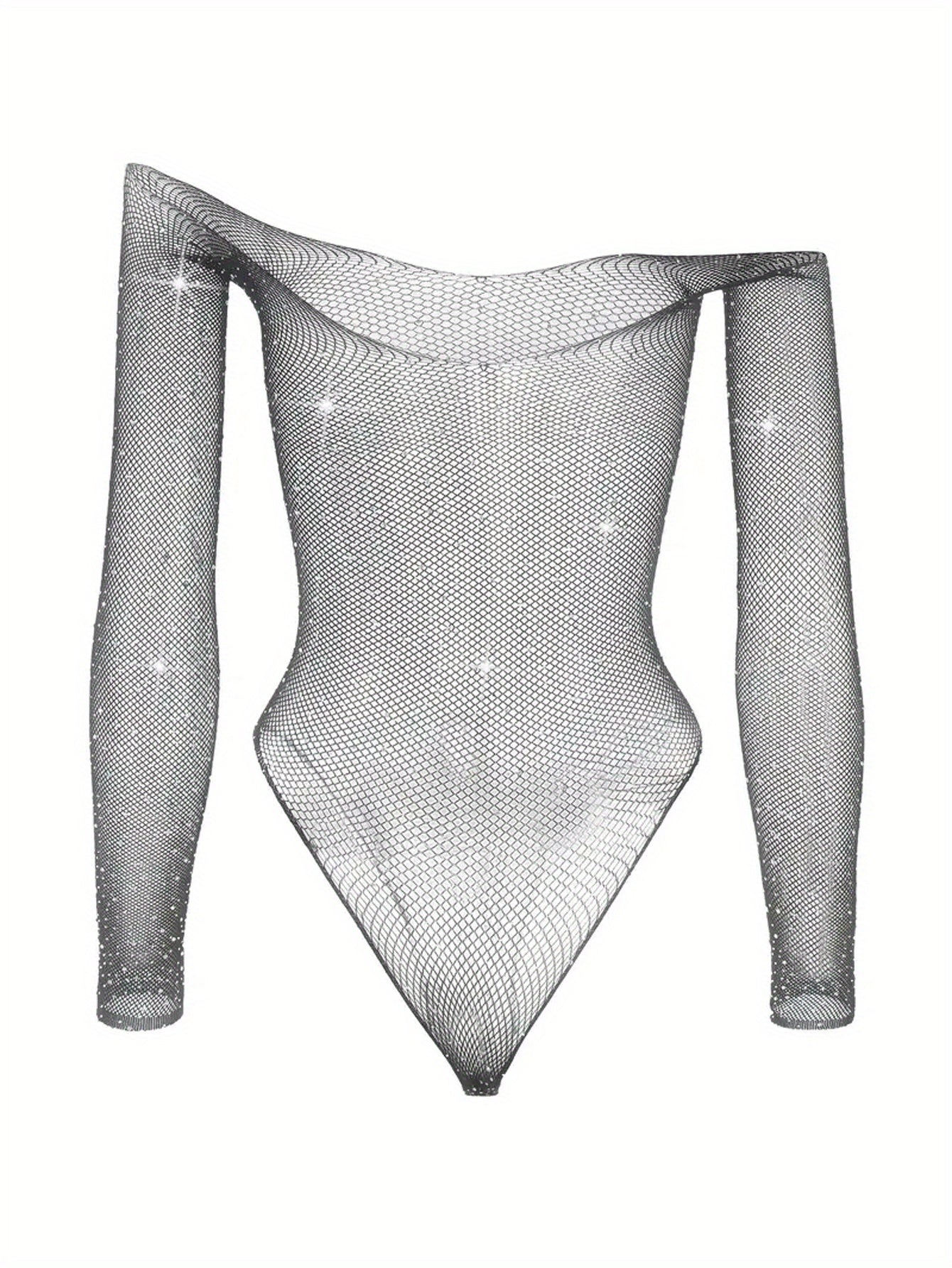 Women's Rhinestone Bodysuit Without Lingerie or Underpants Stylish Charm Design