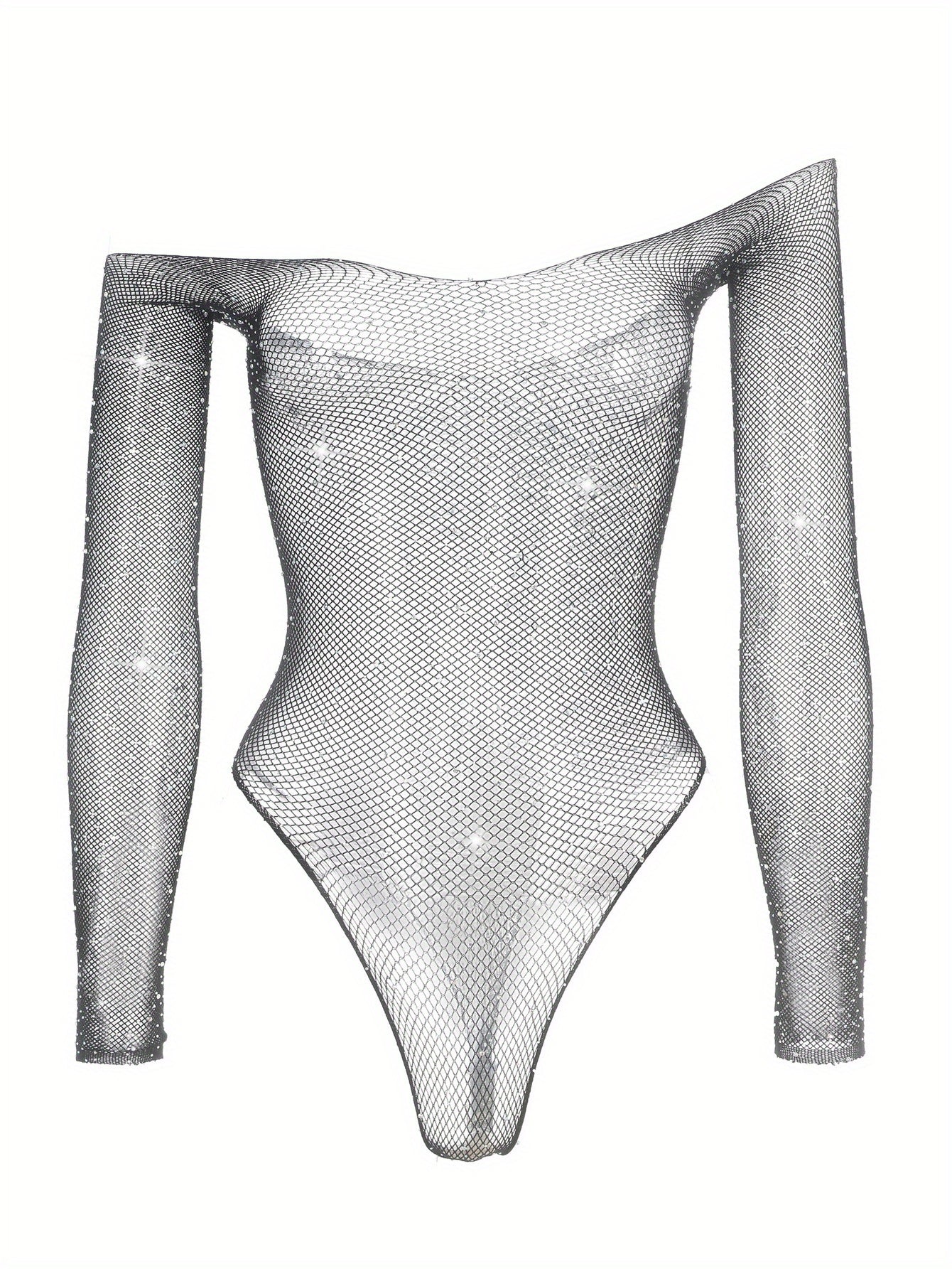 Women's Rhinestone Bodysuit Without Lingerie or Underpants Stylish Charm Design