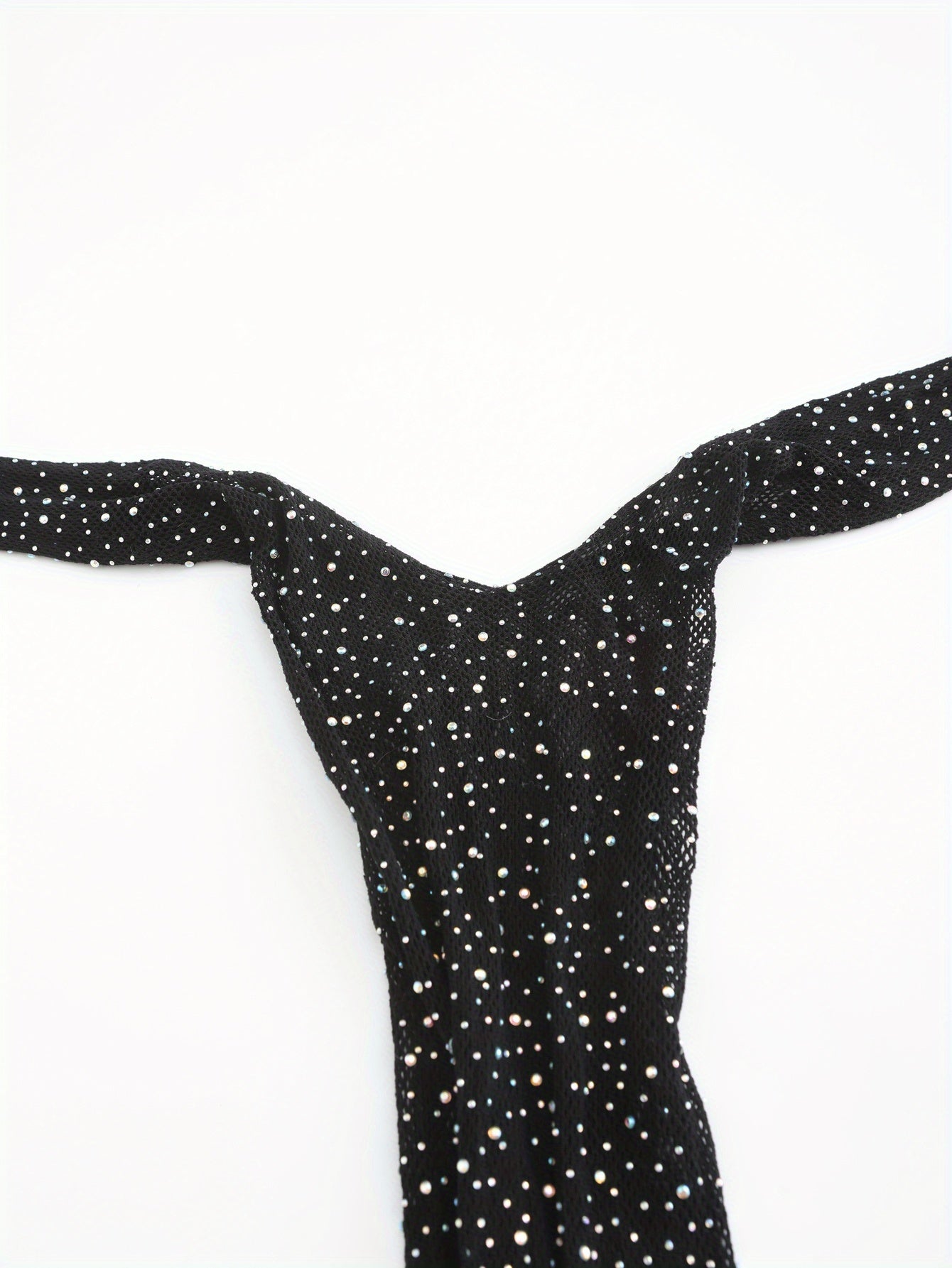 Ayollar uchun rhinestone bodysuit, ichki kiyim yoki ichki shimlarsiz, zamonaviy charm dizayni bilan.
