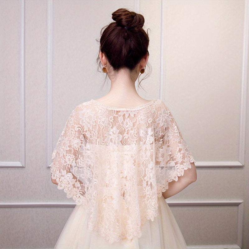 Bridal Lace Shawl Polyester Cape for Wedding Gowns and Special Occasions