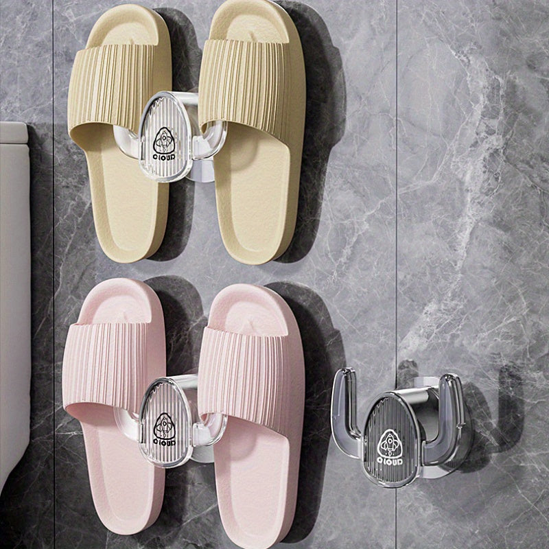Wall-Mounted Slipper Rack Bathroom Shoe Organizer No Drilling Durable Plastic