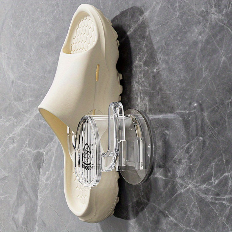 Wall-Mounted Slipper Rack Bathroom Shoe Organizer No Drilling Durable Plastic