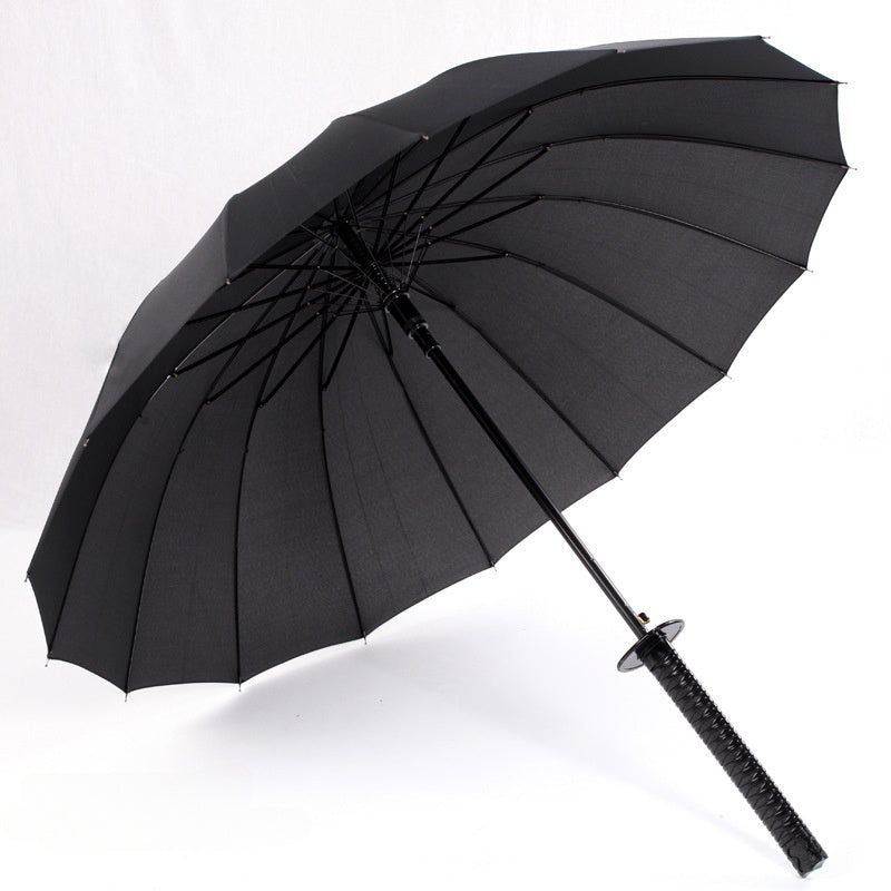 Automatic Samurai Sword Style Umbrella with 16 Iron Ribs Nylon Canopy Water-Resistant