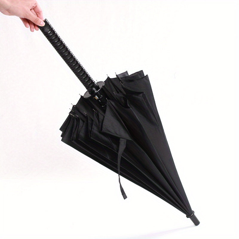 Automatic Samurai Sword Style Umbrella with 16 Iron Ribs Nylon Canopy Water-Resistant