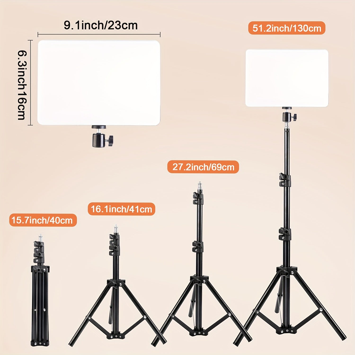 10-Inch LED Flat Panel Light with Adjustable Tripod Stand Dimmable USB Powered for Photography and Streaming
