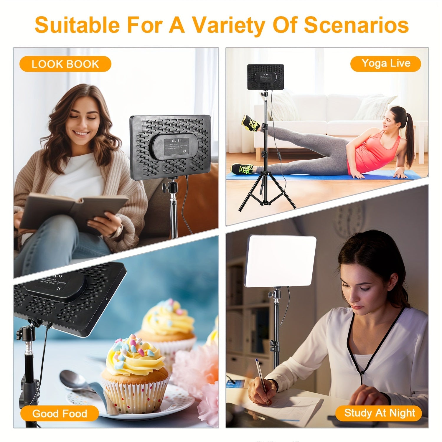 10-Inch LED Flat Panel Light with Adjustable Tripod Stand Dimmable USB Powered for Photography and Streaming
