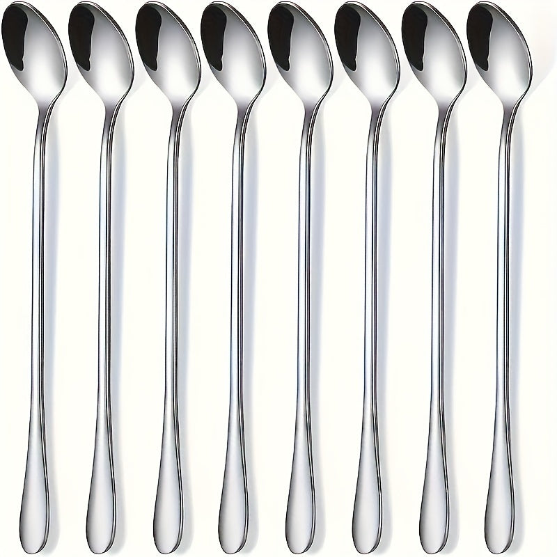 Juego de cucharas de acero inoxidable 8 mangos largos para remover y servir utensilios de cocina