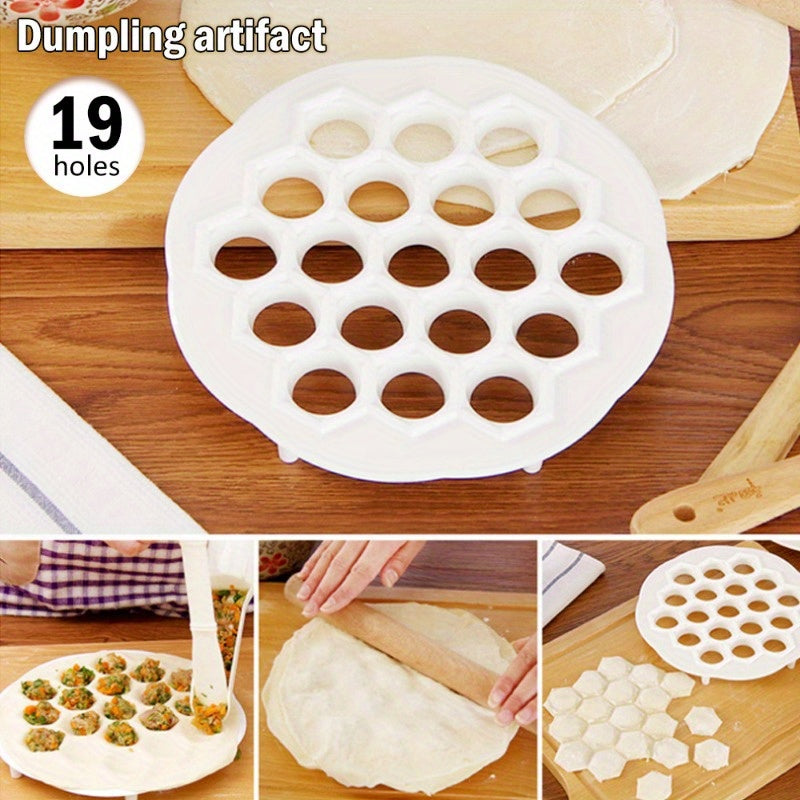 19-Hole Plastic Ravioli and Dumpling Press Round Shape Manual Kitchen Tool