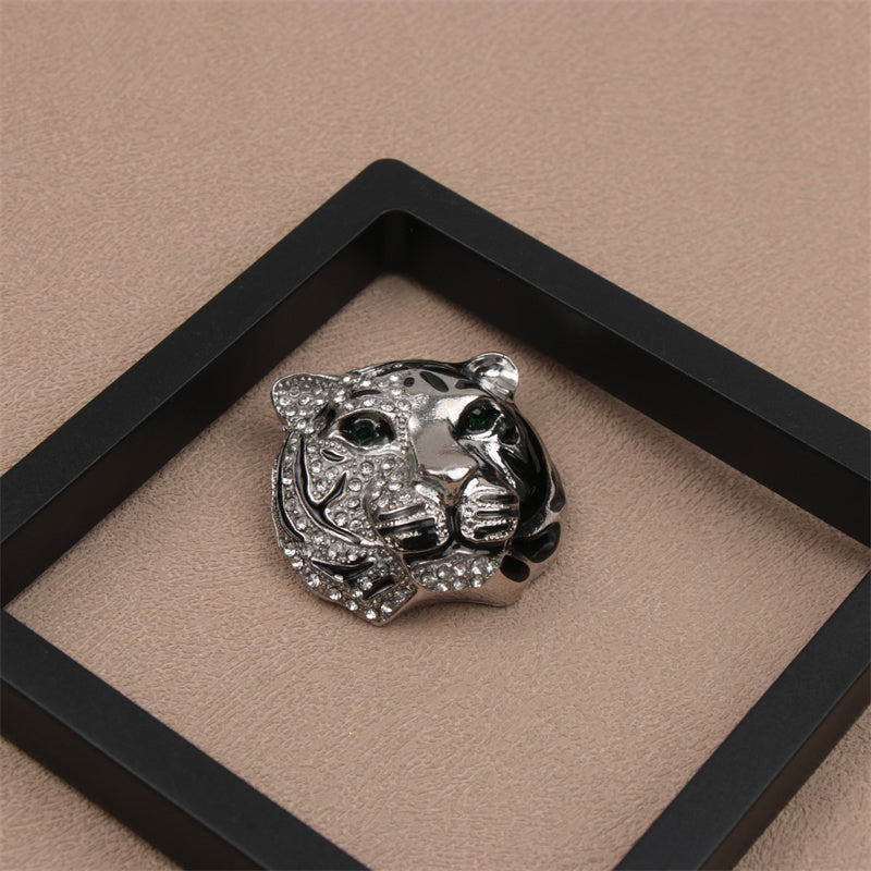 Elegant Rhinestone Tiger Head Brooch Pin Animal-Shaped Jewelry for Parties and Daily Wear