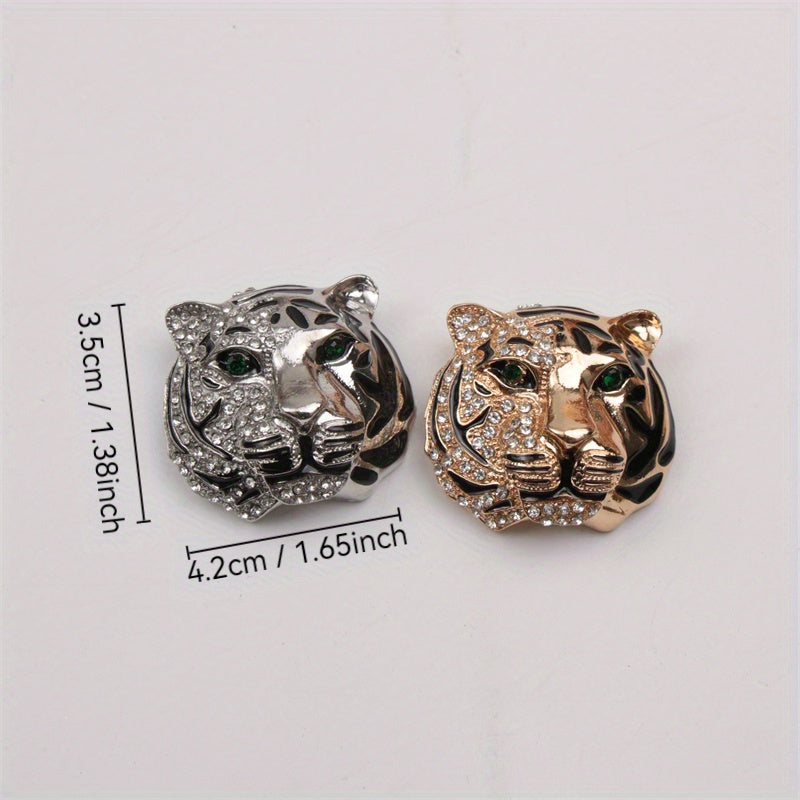 Elegant Rhinestone Tiger Head Brooch Pin Animal-Shaped Jewelry for Parties and Daily Wear
