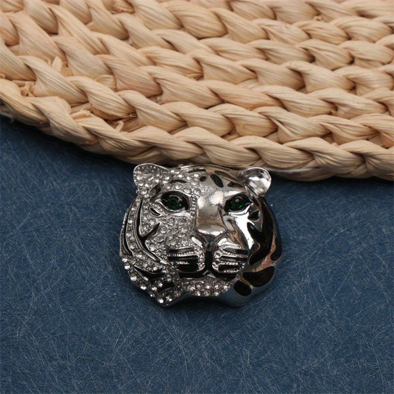 Elegant Rhinestone Tiger Head Brooch Pin Animal-Shaped Jewelry for Parties and Daily Wear