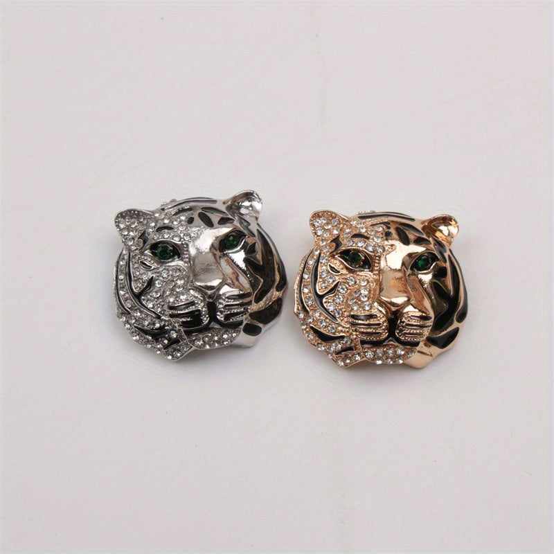 Elegant Rhinestone Tiger Head Brooch Pin Animal-Shaped Jewelry for Parties and Daily Wear