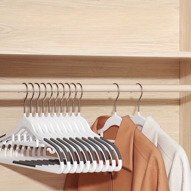 Pack of 5 Non-Slip Plastic Clothes Hangers with Dual-Hanging Design for Dry and Wet Clothing