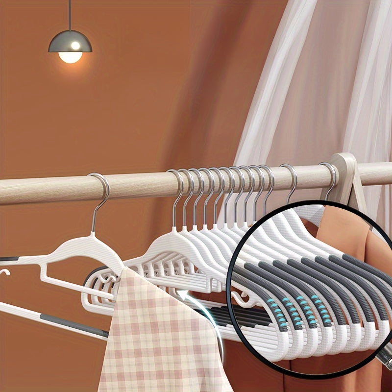 Pack of 5 Non-Slip Plastic Clothes Hangers with Dual-Hanging Design for Dry and Wet Clothing