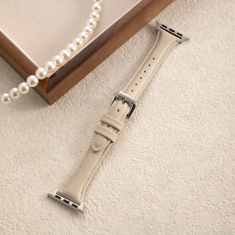 Faux Leather Smartwatch Band for Apple Watch Series 1-9 SE Ultra 38mm-49mm Adjustable