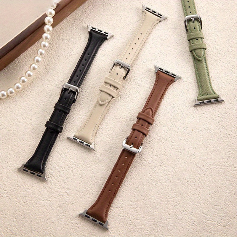Faux Leather Smartwatch Band for Apple Watch Series 1-9 SE Ultra 38mm-49mm Adjustable