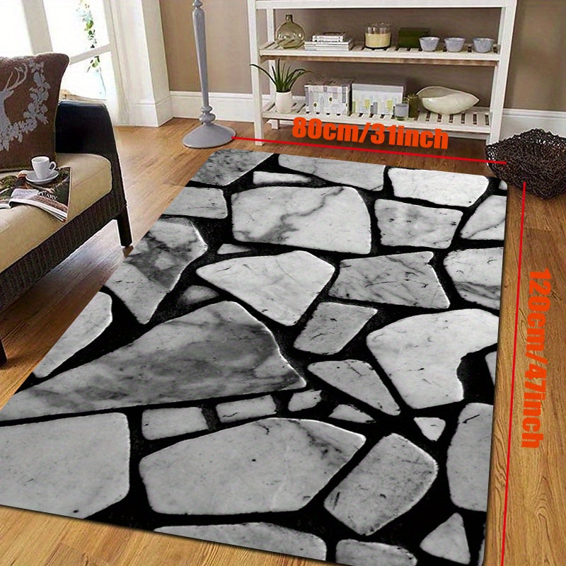 Современный скандинавский шик Коврик с узором в виде гальки - Мягкий, впитывающий и нескользящий коврик для двери | Устойчивый к пятнам и воде бегунок для коридора, гостиной, спальни | Стильный домашний декор | Легко чистить, можно стирать в машине