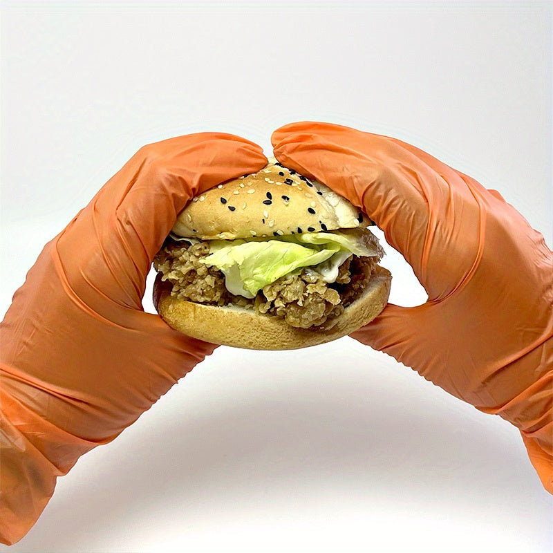 Одноразовые нитриловые перчатки оранжевого цвета, упаковка 30, 50 или 100, без латекса, для обслуживания пищевых продуктов