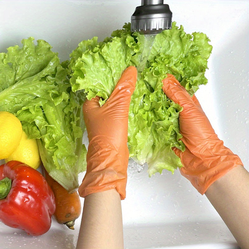 Одноразовые нитриловые перчатки оранжевого цвета, упаковка 30, 50 или 100, без латекса, для обслуживания пищевых продуктов