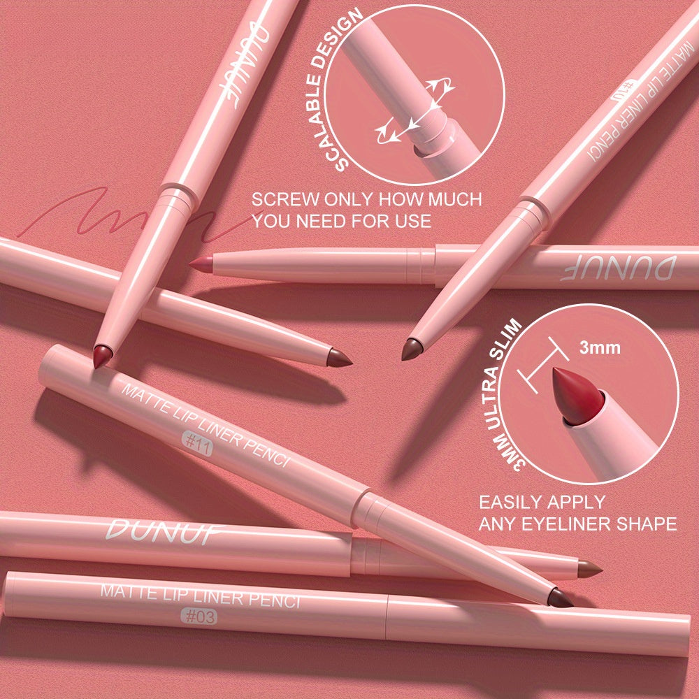 Набор матовых карандашей для губ для женщин, 12 штук, водостойкие, стойкие, долговечные