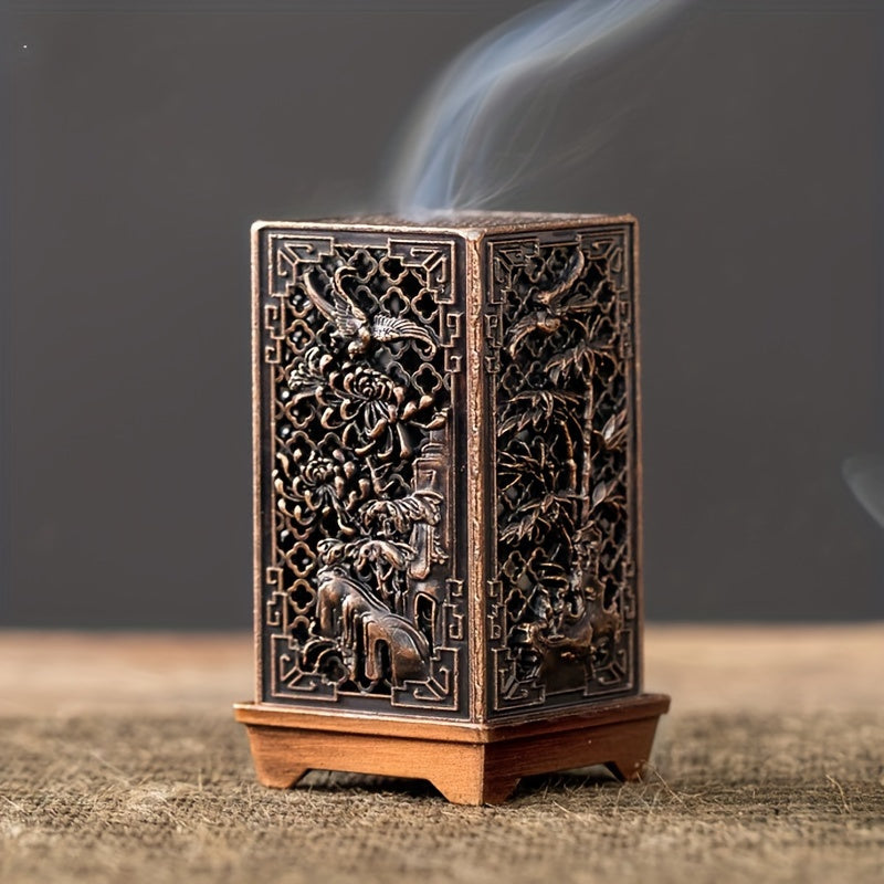 Metal Incense Burner with Floral Design for Home and Office Decor