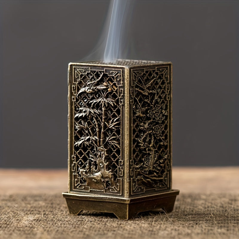 Metal Incense Burner with Floral Design for Home and Office Decor