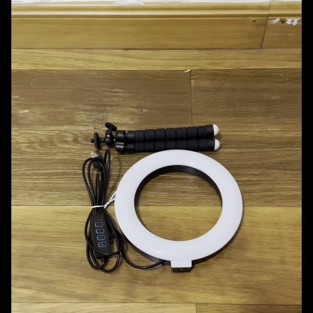 Adjustable LED Ring Light with USB Power and Flexible Bracket for Smartphones and Cameras