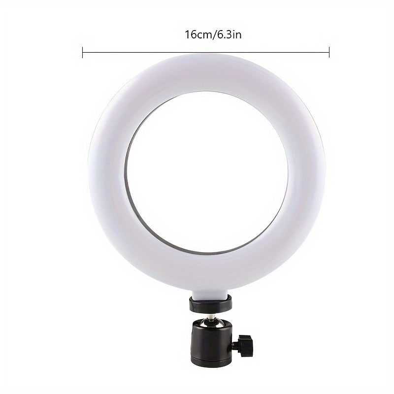 Adjustable LED Ring Light with USB Power and Flexible Bracket for Smartphones and Cameras