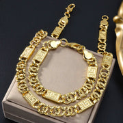 Ushbu zamonaviy Hip Hop Fashion Rapper marjon va bilaguzuk to'plami bilan tasodifiy kiyimingizni to'ldiring, u trendy bog'ich zanjir dizayniga ega. Har qanday moda yo'nalishidagi shaxs uchun mukammal sovg'a bo'ladi.