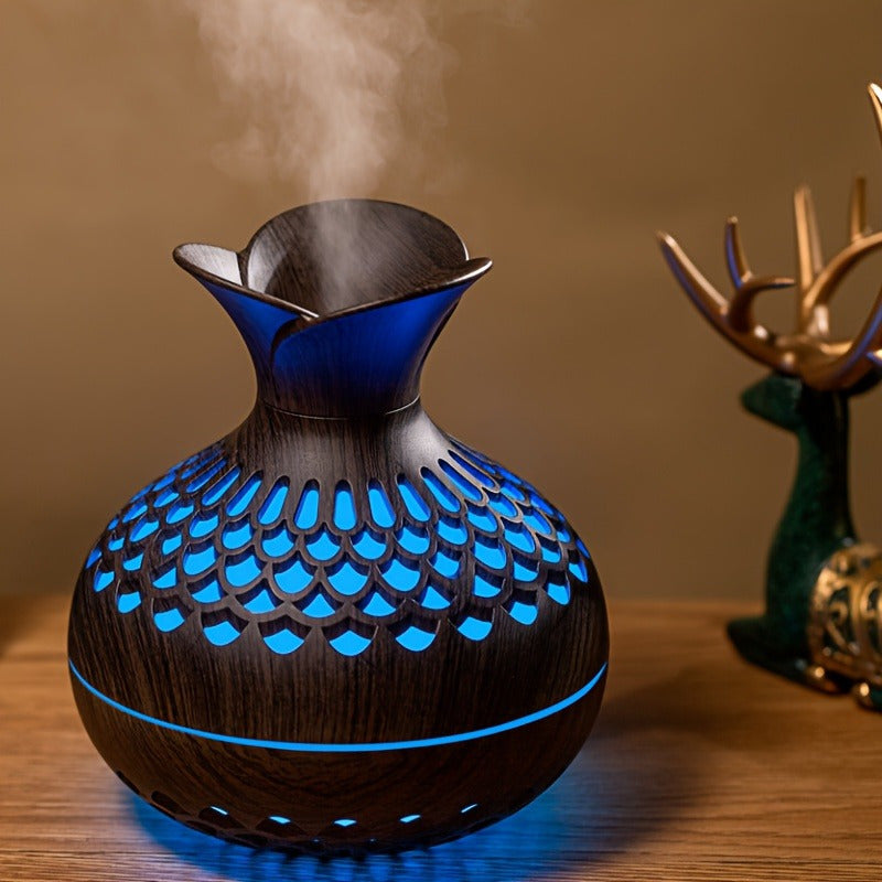 Colorful Wood Grain Air Humidifier with USB Power and Night Light Large Capacity for Home Bedroom