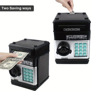 Kids' Toy Piggy Bank with Digital ATM Lock and Coin Storage Black Plastic for Ages 3+