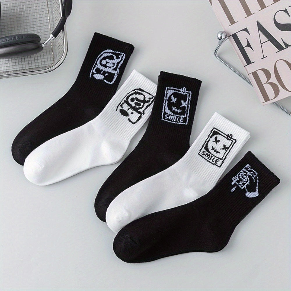 Funny Graffiti Couple Socks Long Breathable Moisture-Wicking All Seasons