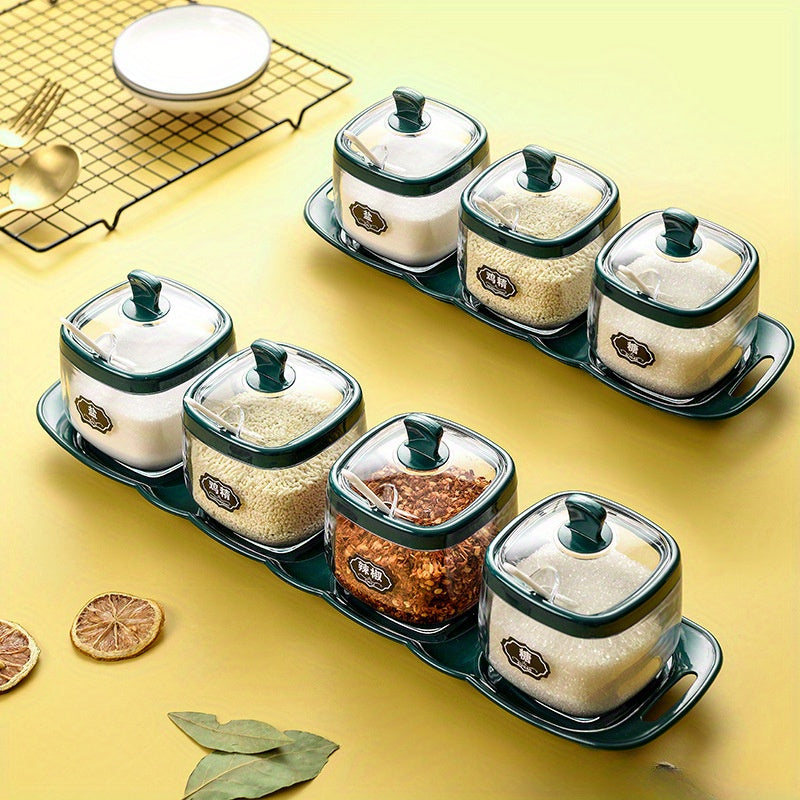 Leak-Proof Plastic Seasoning Storage Container for Salt and Condiments Kitchen Organizer