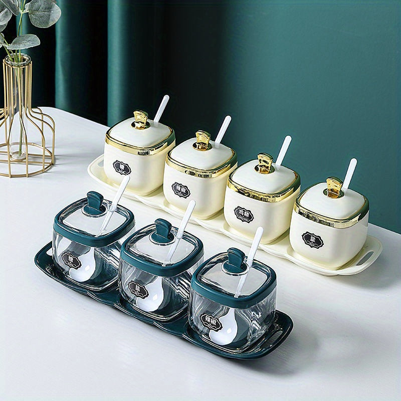 Leak-Proof Plastic Seasoning Storage Container for Salt and Condiments Kitchen Organizer