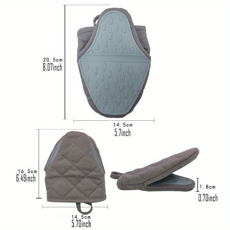 Bej qoplangan silikon pech qoʻli, pushti aksentlar bilan, issiqlikka chidamli oshxona qoʻli