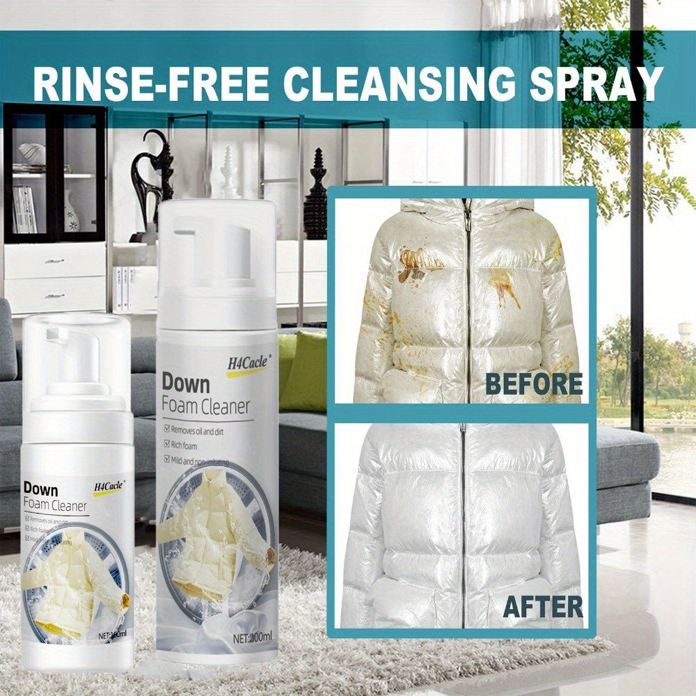 HCook No-Rinse Mat O'chiruvchi Sprey 200ML - Tovuq palto va uy uchun sitrik kislota bilan chuqur tozalovchi dog' o'chiruvchi - Tez quriydigan, suv ishlatmaydigan tozalovchi ko'pik kiyimlar va mebel uchun - Bir marta silashda dog'larni olib tashlaydi